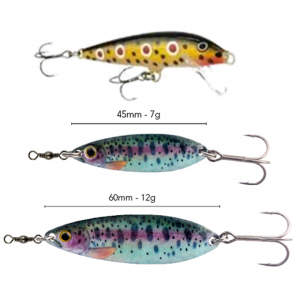 BLACK MAGIC ENTICER TROUT 60MM & 45MM + RAPALA F-7 SPOTTED DOG PACK
